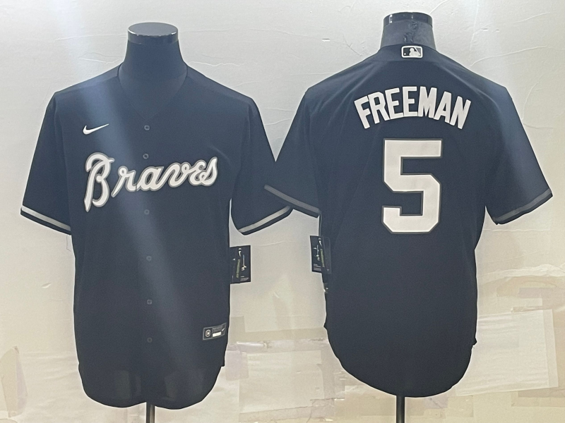 Men's Atlanta Braves Freedie Freeman #5 Black Baseball Jersey